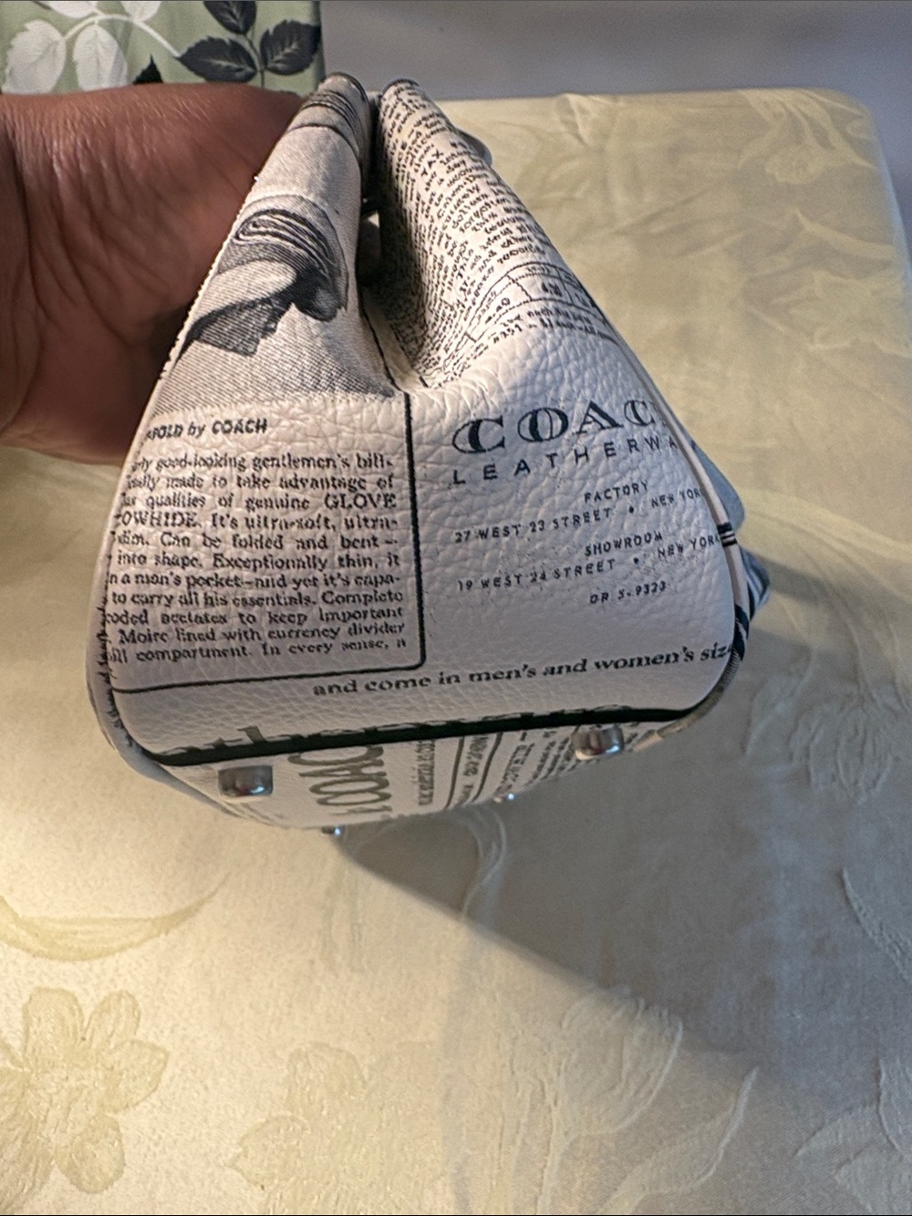 Coach Cream Newspaper-Print Shoulder Bag - Picture 4 of 7